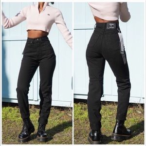 VERSACE BLACK MEDUSA HIGH WAIST MOM JEANS